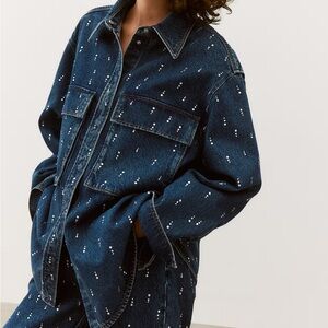 H&M Rhinestone Denim Shirt